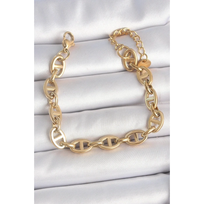 316L Çelik Gold Renk Zincir Model Kadın Bileklik
