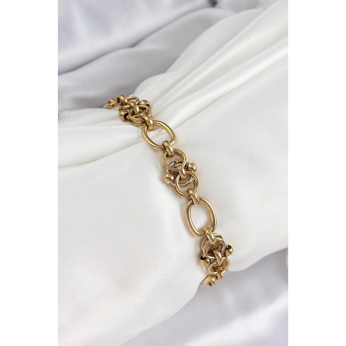 316L Çelik Gold Renk Zincirli Kadın Bileklik