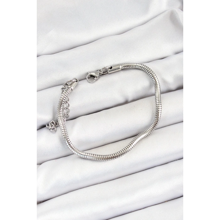 316L Çelik Gümüş Renk Kalın Yılan Zincir Erkek Bileklik