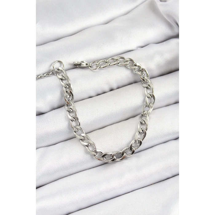 316L Çelik Gümüş Renk Kalın Zincir Erkek Bileklik