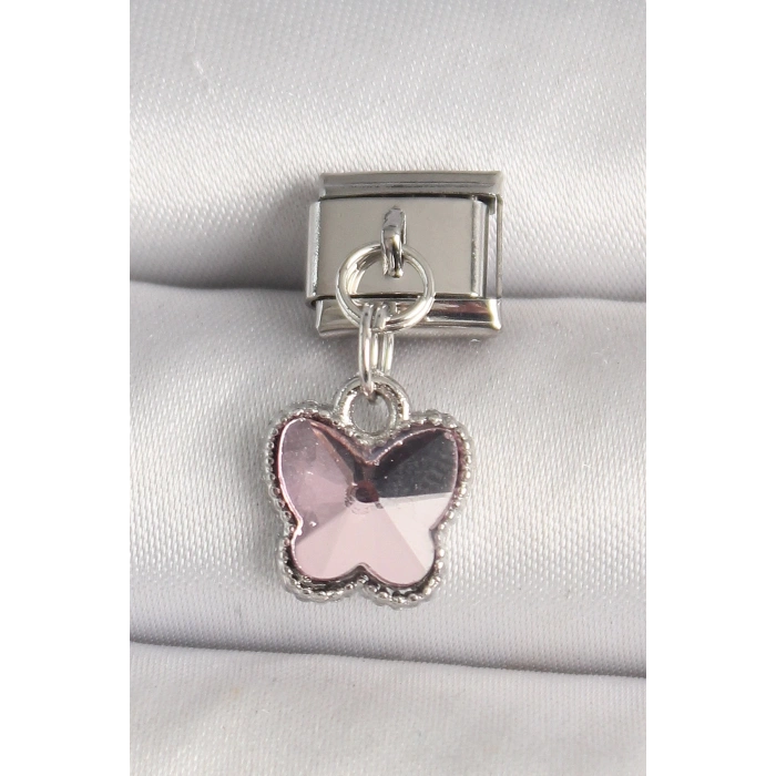 316L Çelik Gümüş Renk Kelebek Model Nomination Charm