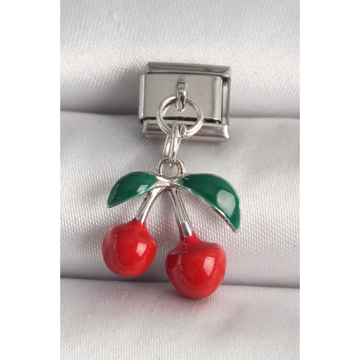 316L Çelik Gümüş Renk Kiraz Model Nomination Charm