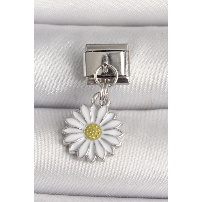 316L Çelik Gümüş Renk Papatya Model Nomination Charm