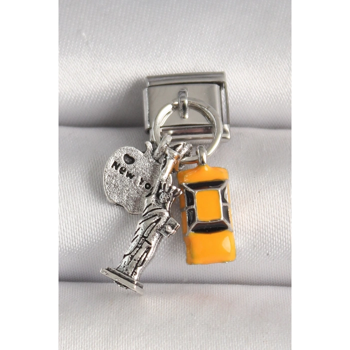 316L Çelik Gümüş Renk Sarı Taksi Özgürlük Heykeli Model Nomination Charm