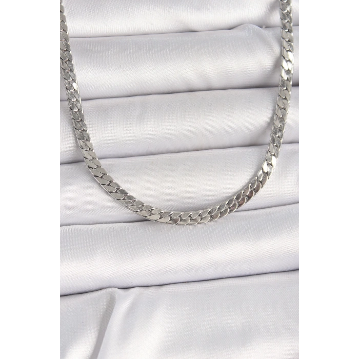 316L Çelik Gümüş Renk Yassı Zincir Model Erkek Kolye