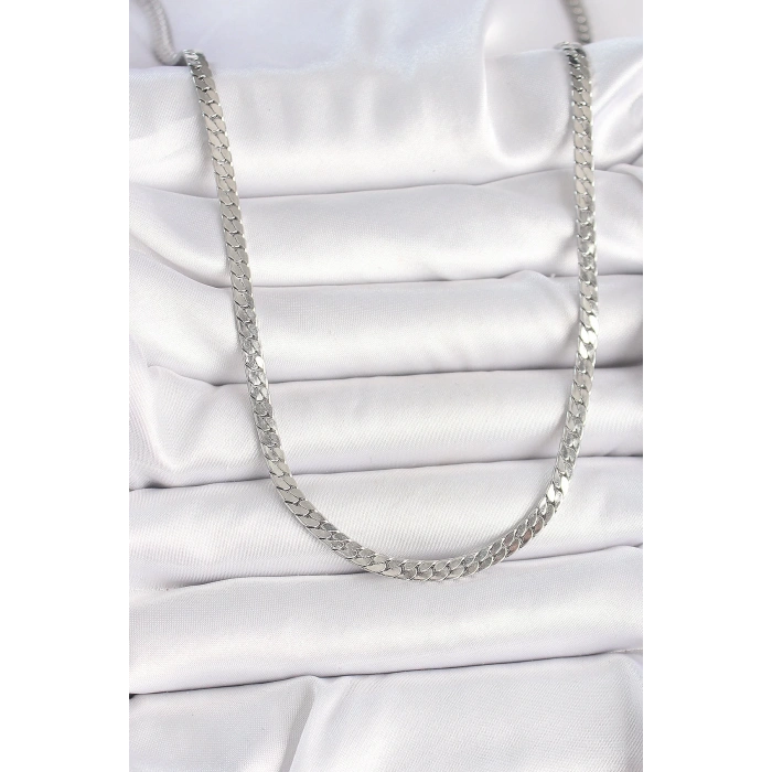 316L Çelik Gümüş Renk Yassı Zincir Model Erkek Kolye