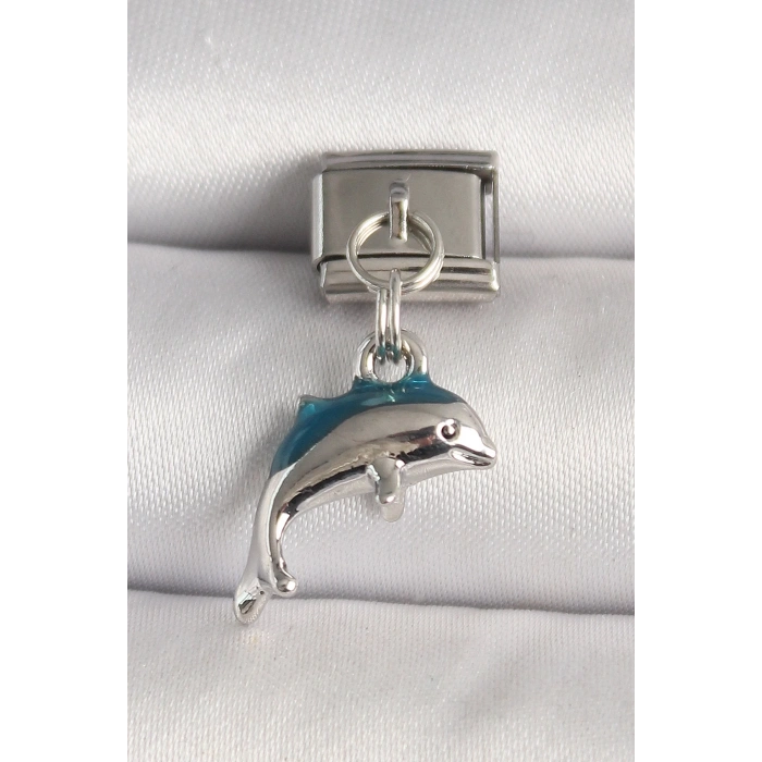 316L Çelik Gümüş Renk Yunus Balığı Model Nomination Charm