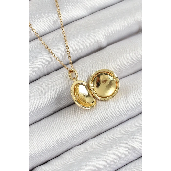 316L Çelik Zincir Açılabilir Sanatsal Vintage Çiçek Model Gold Renk Kadın Kolye