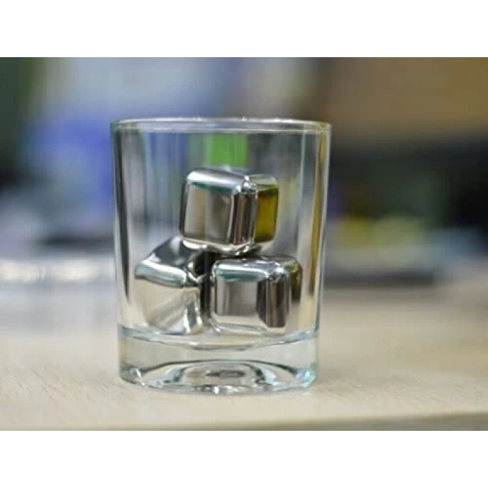 4lü Çelik Metal Kaplama Viski Taşı Soğutma Buz Küpü