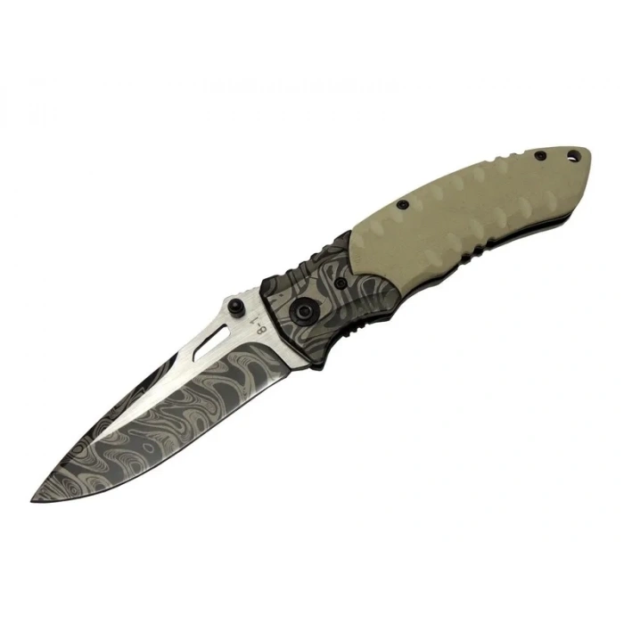 8-1 Damascus Kamp Çakı 20cm - Manuel, Kemerlikli