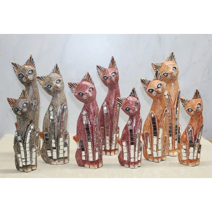 Ahşap 3lü Kedi Seti 30 Cm 3sutama-5