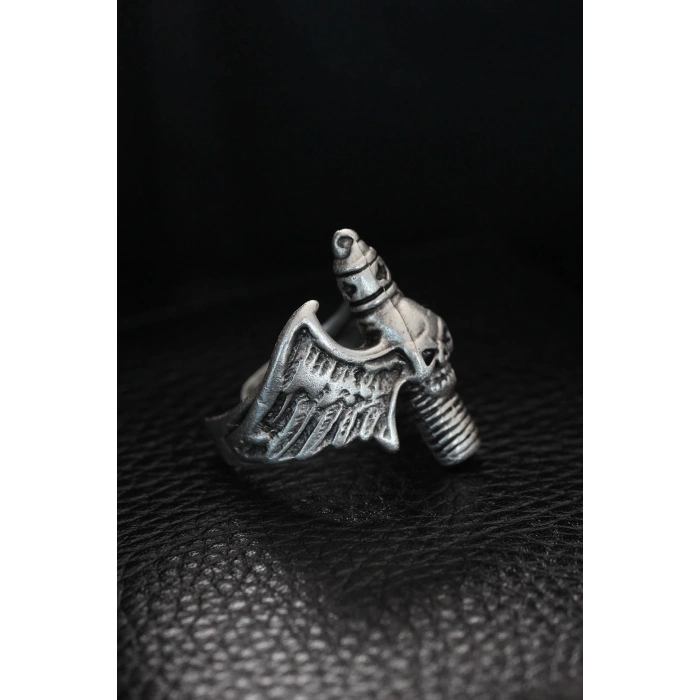 Ayarlanabilir Kanatlı Kurukafa Erkek Yüzük