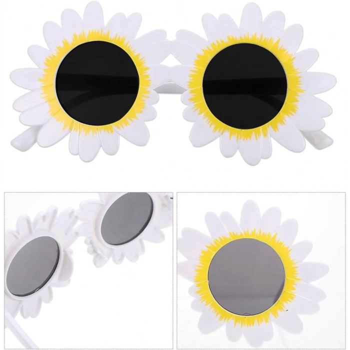 Beyaz Renk Papatya Şekilli Parti Gözlüğü 18x10 Cm