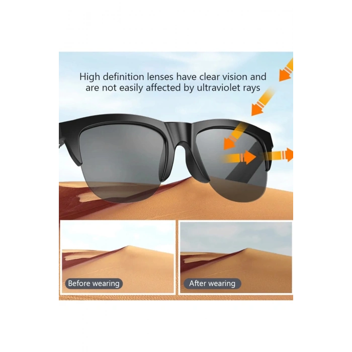 Bluetoothlu Güneş Gözlüğü Kablosuz Işık Geçirmez Akıllı Gözlük Dokunmatik Çift Hoparlörlü