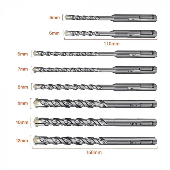 CAT DA03901 10 Parça Tungsten Karbür SDS-Plus Beton Matkap Uç Seti