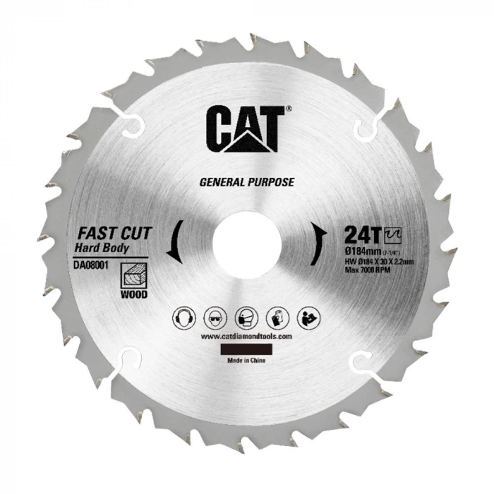 CAT DA08001 184x30mm Ahşap Kesme Elmas, Daire Testere Bıçağı 24 Diş