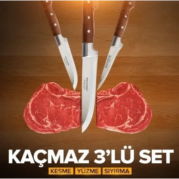 El Yapımı Sürmene Kasap Ve Kurban Seti 3 Parça