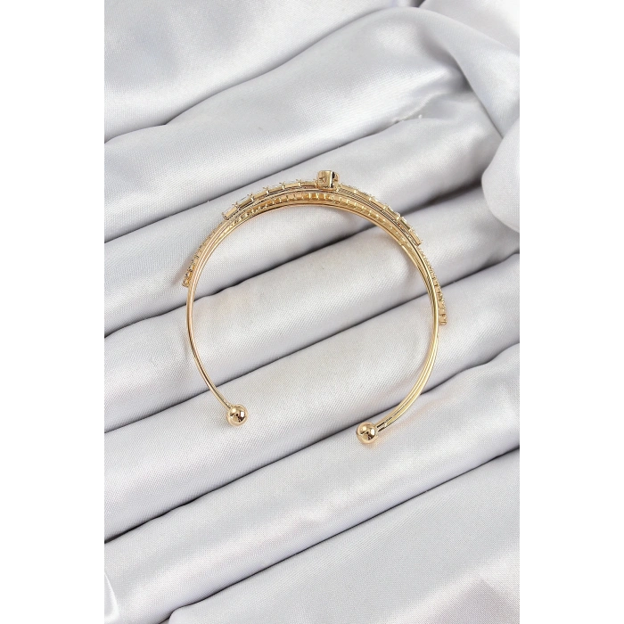 Gold Renk Pirinç Kalp Detaylı 2li Kadın Bileklik