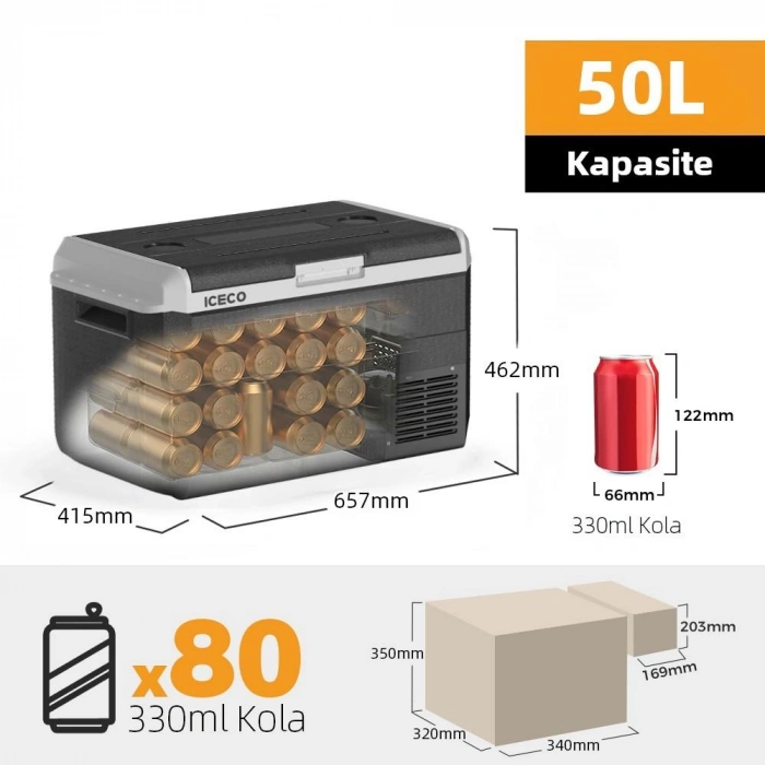 ICECO MCD50D 12/24Volt 50 Litre Kompresörlü Outdoor Oto Buzdolabı