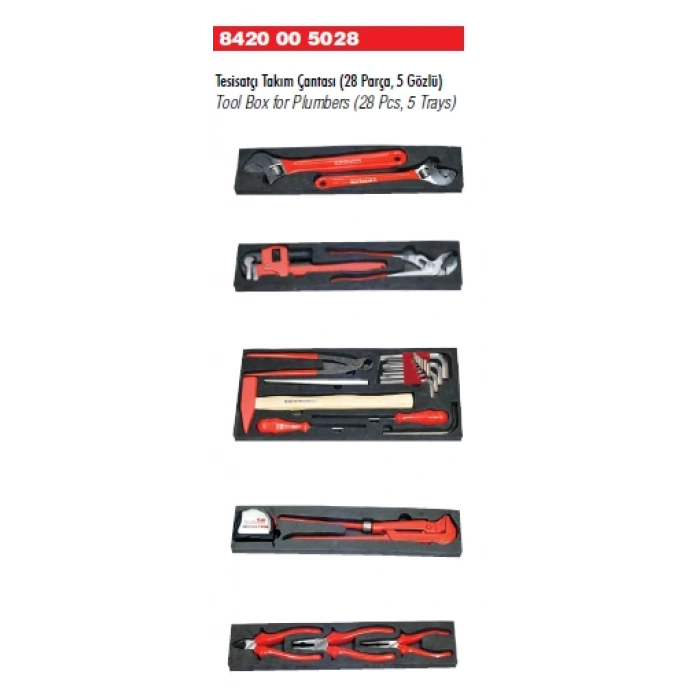 İzeltaş 8420 00 5028 Tesisatçı Takım Çantası 28 parça