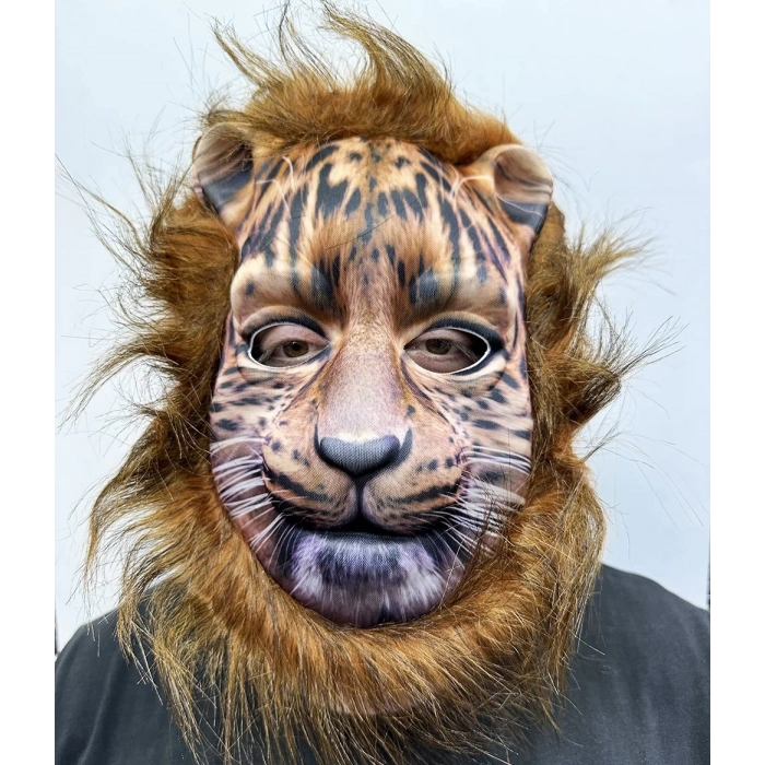 Kahverengi Yeleli Saçlı Peluş Aslan Maskesi Mega Peluş 7 No