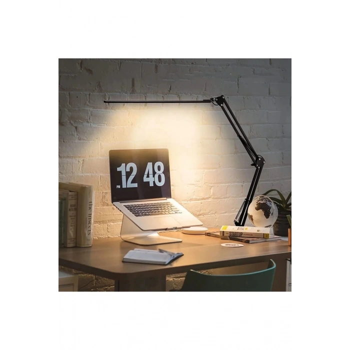 Katlanabilir Led Işık Masa Tutucu Mengeneli Metal 3 Renk Okuma Işığı Çalışma Masası Usbli