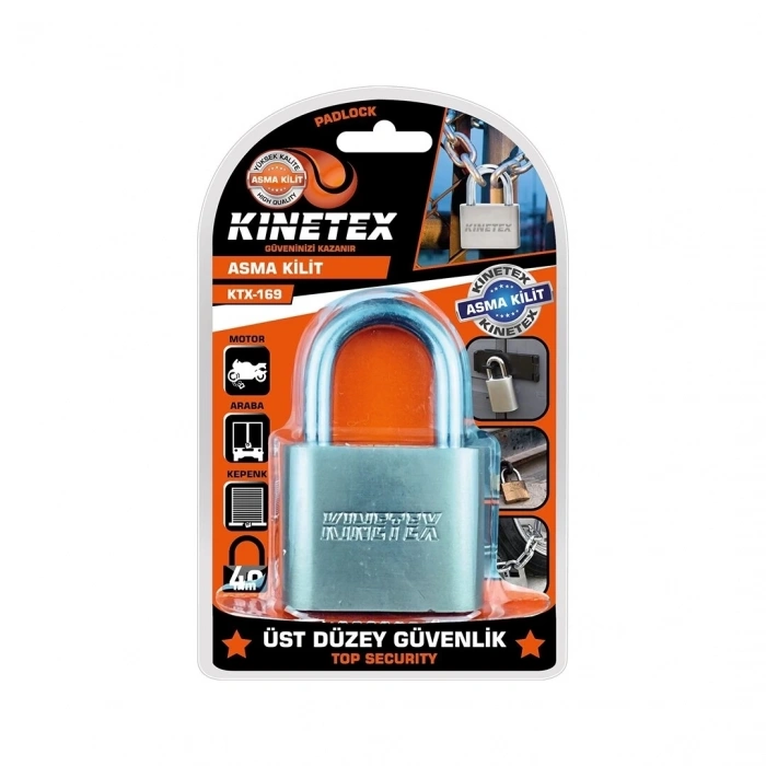 Kinetex 40mm Asma Kilit | Sertleştirilmiş Çelik Li Çok Amaçlı Kilit