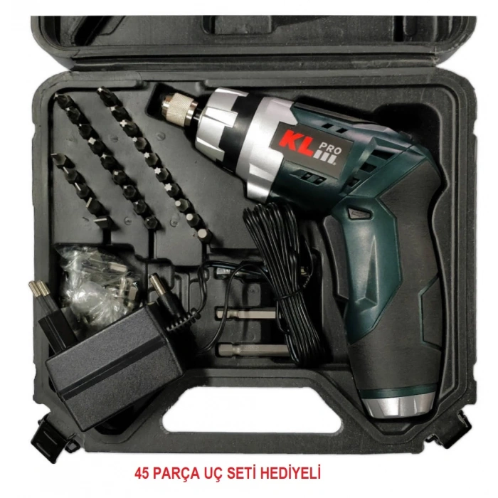 KL PRO KLNM3613 3.6Volt /1,3Ah Li-ion Şarjlı Tornavida + 45 Parça Vidalama ucu