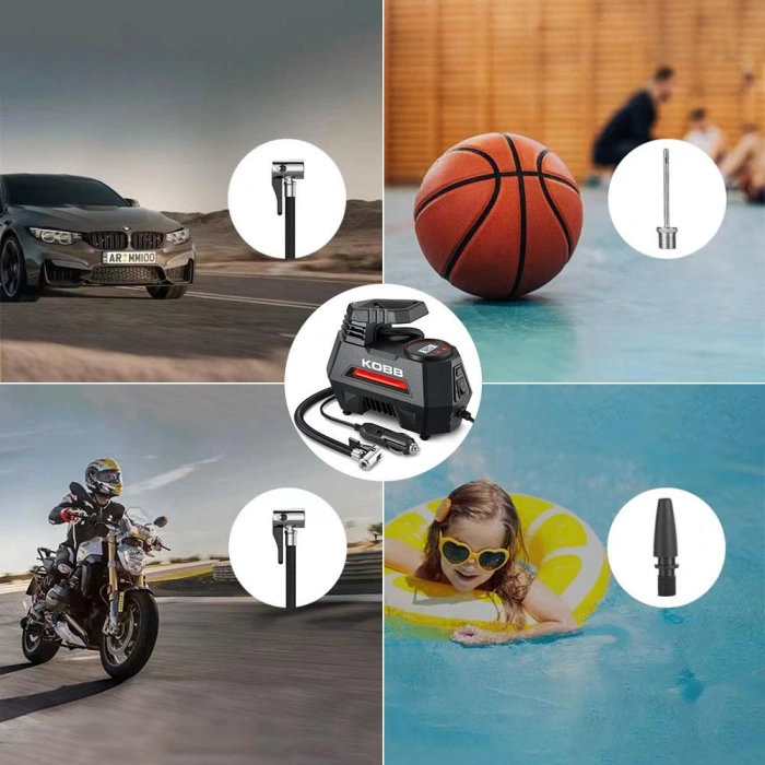KOBB KB180 12Volt 150 PSI Ayarlanabilir Dijital Basınç Göstergeli Lastik Şişirme Pompası
