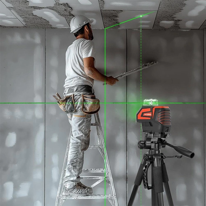 KOBB KBL32GTP Profesyonel Li-ion Yatay 360° ve Dikey Otomatik Hizalamalı Yeşil Nokta Şakül ve Çapraz Çizgi Lazer+Tripod