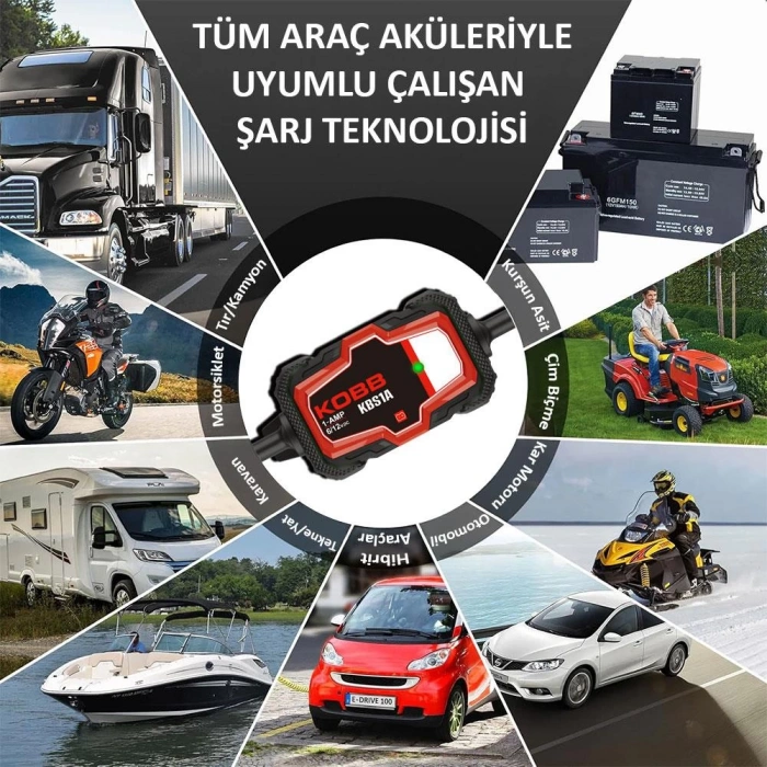 KOBB KBS1A 6V/12V 30Ah Akıllı Akü Şarj ve Akü Bakım / Desülfatör
