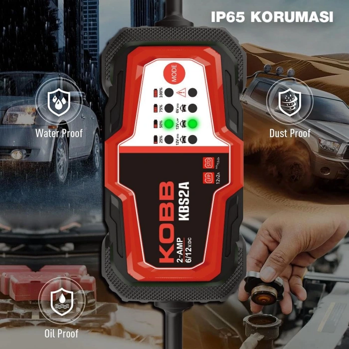 KOBB KBS2A 6V/12V 60Ah Akıllı Akü Şarj ve Akü Bakım / Desülfatör