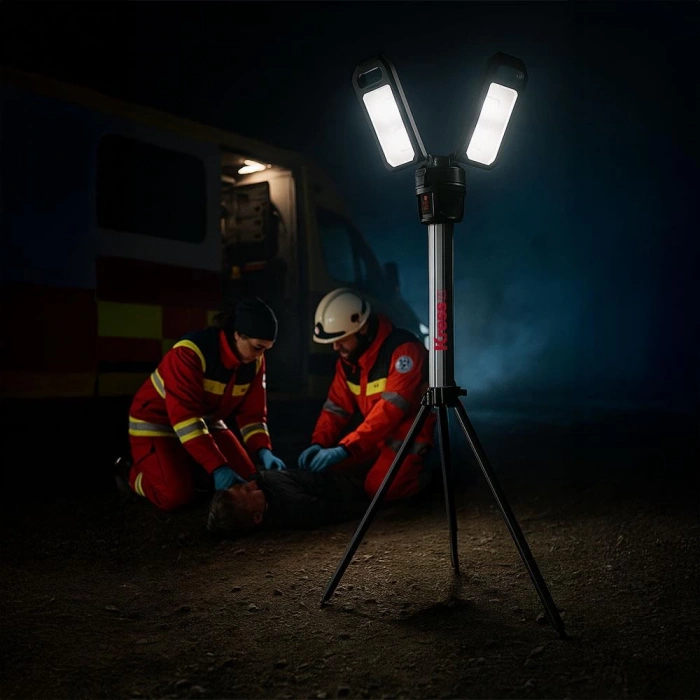 Kress KUF09.9 20Volt 2000/4500 Lümen Profesyonel Kule Tipi Teleskopik Katlanabilir LED Projektör (Akü Dahil Değildir)