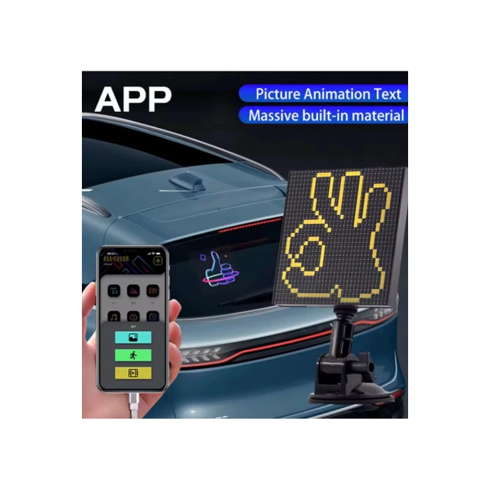 Led Ekran Matrix Panel Cama Yapışan Araba Yazısı 13*13 Cm