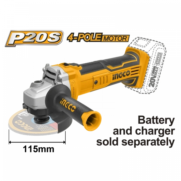 Li-ion Akülü Avuç Taşlama 115 MM 20V 2.0Ah