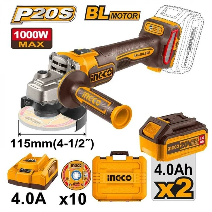 Li-ion Kömürsüz Akülü Taşlama 20V 4.0 Ah