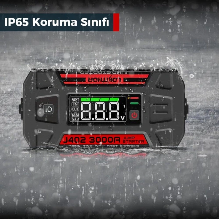 Lokithor J402 12V 3000Amp Li-Polimer Akıllı Akü Takviye + Powerbank + Led Lamba