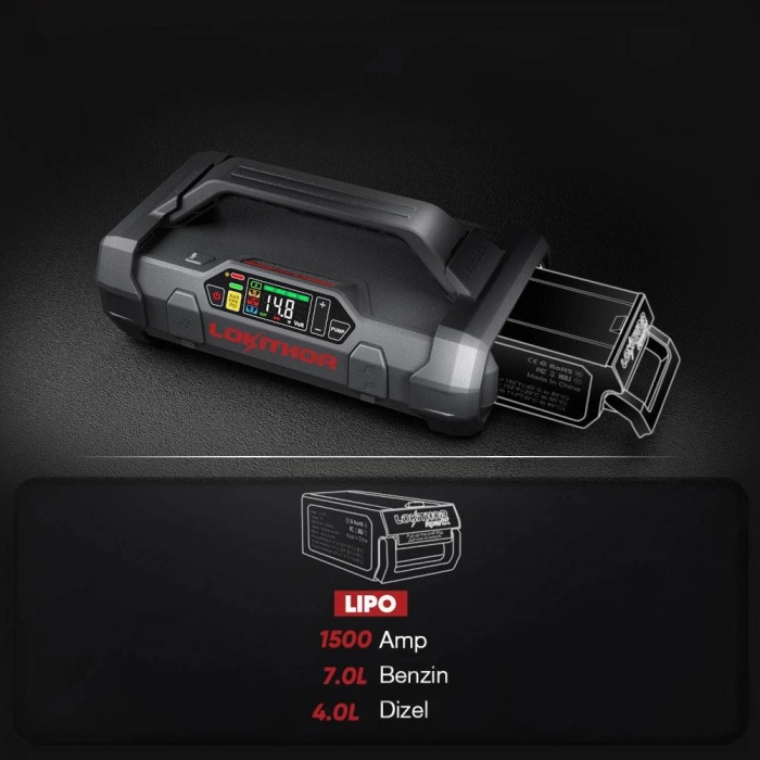 Lokithor LIPO 14.8Volt Li-Polimer 1500A Takviye Gücü APARTX ile Uyumlu Yedek Akü