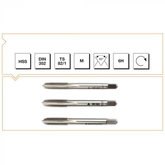 Makina Takım B00100041400 Metrik Normal Vidalı 3lü Takım Kılavuzu M14