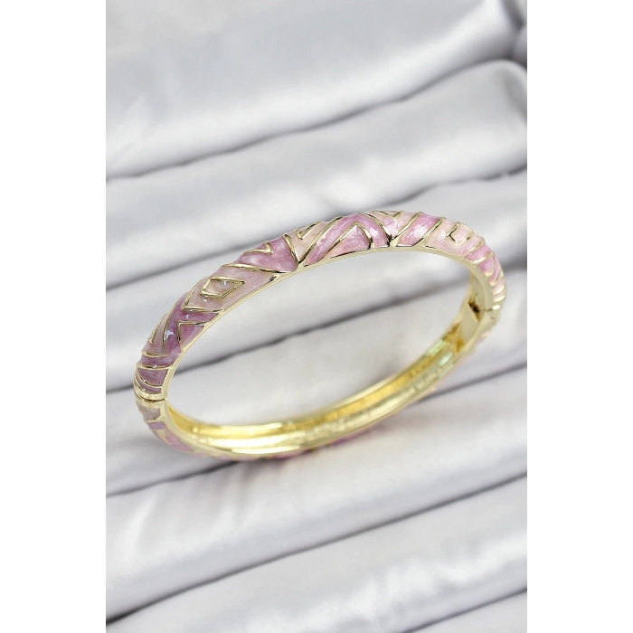 Mineli Pirinç Pembe Renk Desenli Kadın Kelepçe