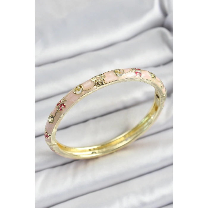 Mineli Pirinç Yavruağızı Renk Motif Desenli Kadın Kelepçe