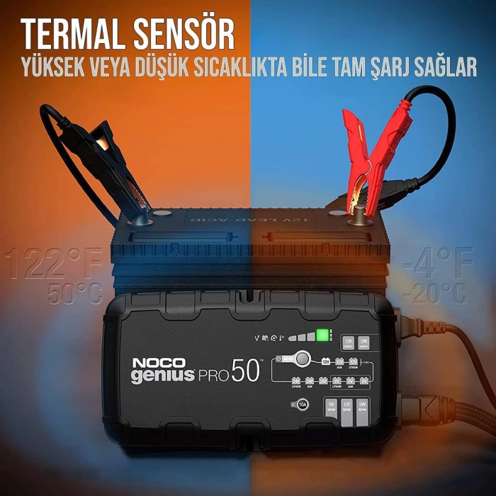 NOCO GENIUSPRO50 6V/12V/24V 1000A Akıllı Akü Şarj ve Akü Bakım/Desülfatör/Power Supply