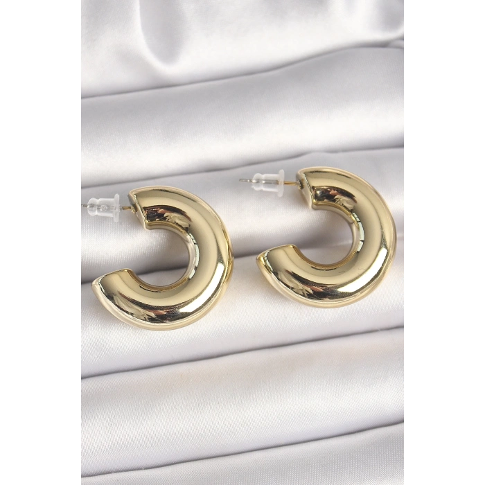 Pirinç Gold Renk Yarım Halka Model CCB Kadın Küpe