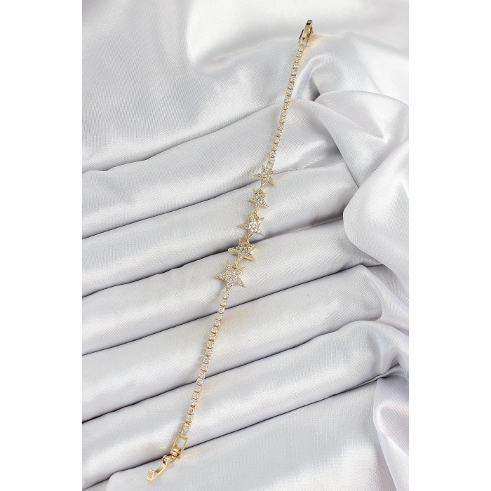 Pirinç Gold Renk Yıldız Model Kadın Bileklik