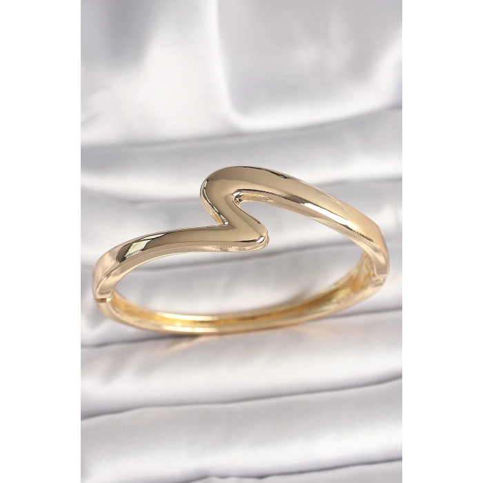 Pirinç Gold Renk ZikZak Model Kadın Kelepçe