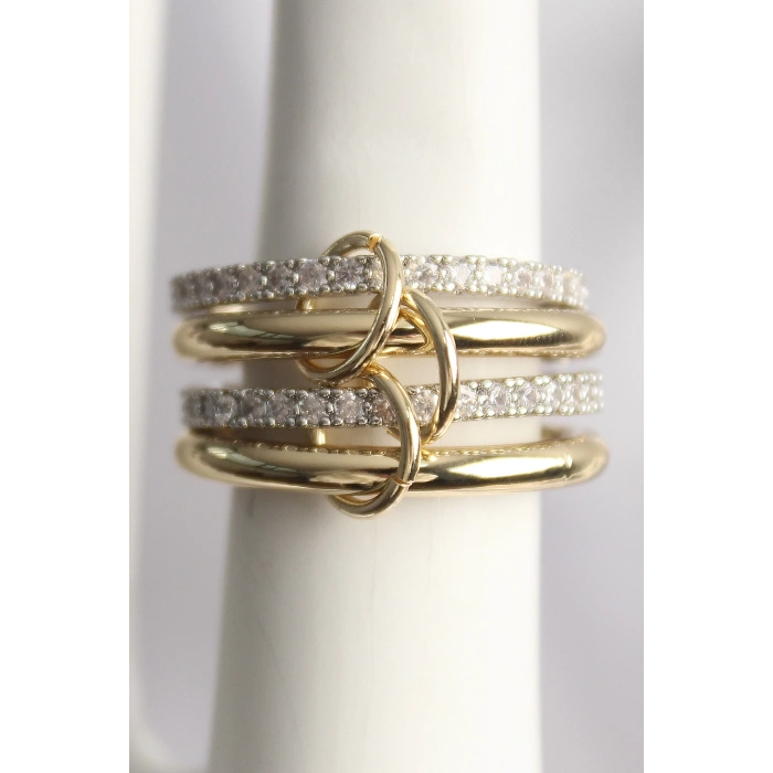 Pirinç Mix Renk Zirkon Taşlı 4Lü Kadın Yüzük