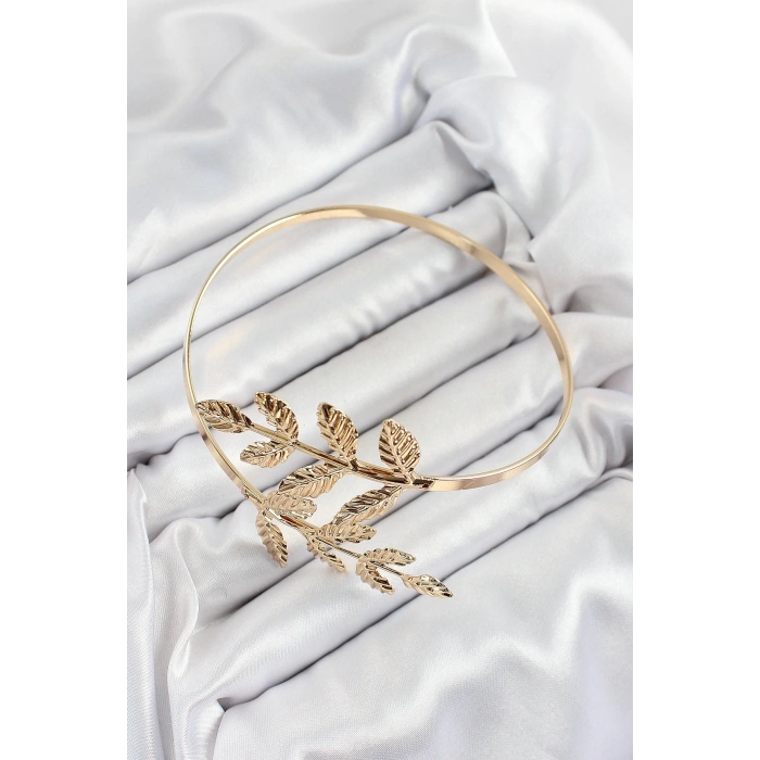 Pirinç Yaprak Model Gold Renk Kadın Pazu Bileklik