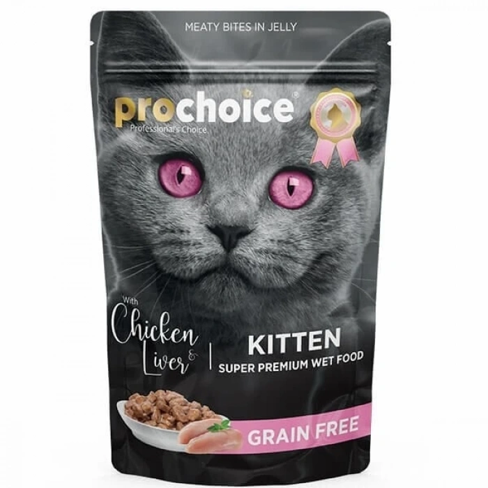Pro Choice Tahılsız Kitten Tavuk ve Ciğerli Yavru Konserve Kedi Maması 1 Adet 85 Gr