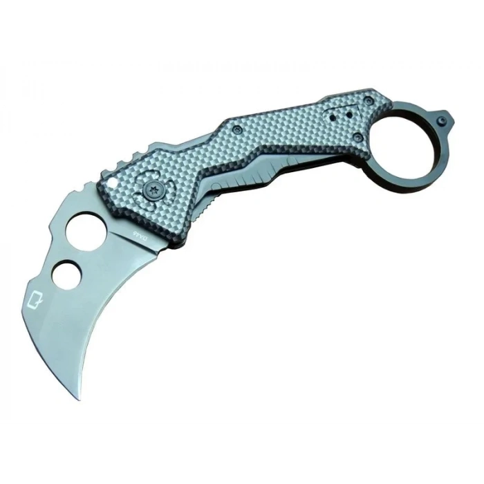 Quartermaster Da46 Karambit Outdoor Çakı 18 Cm - Tırtıklı, Karbon Fiber Sap