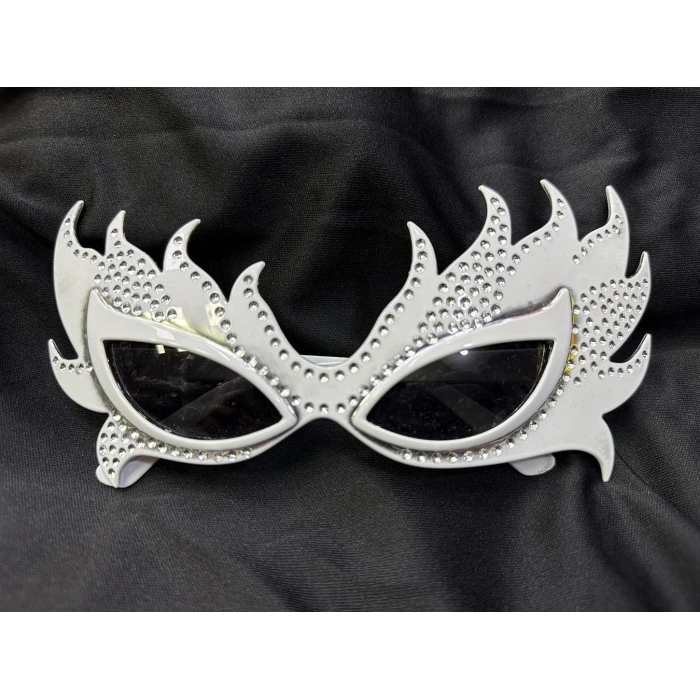 Taşlı Göz Kamaştıran Gecenin Yıldızı Beyaz Parti Alev Gözlük